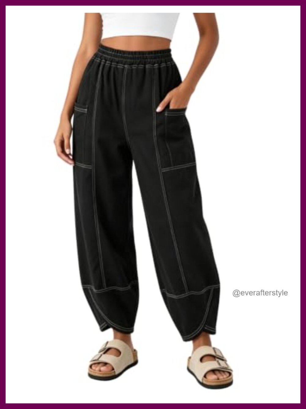 Wide Leg Cropped Sweatpants High Waist Pull On Baggy Lounge Pants